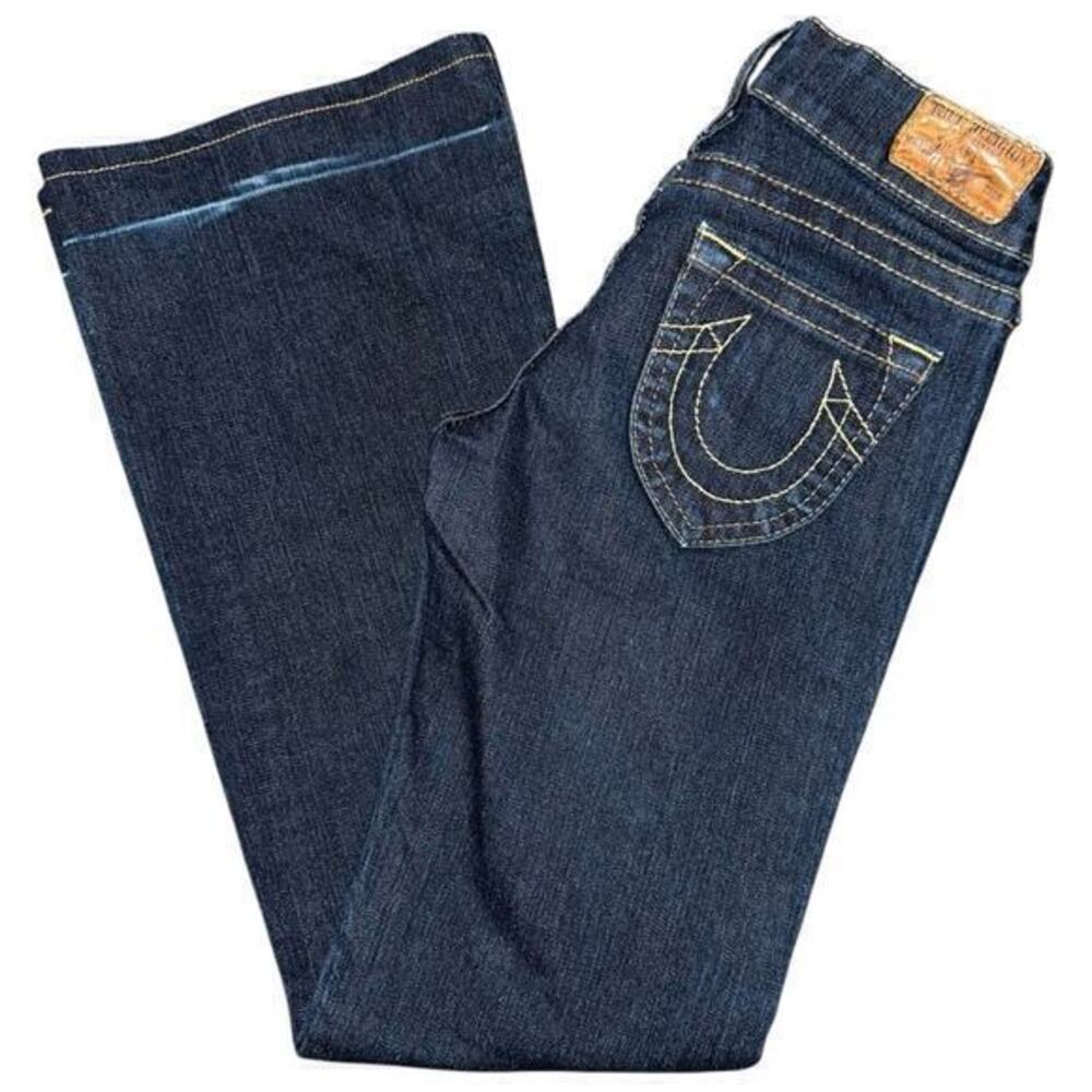 True Religion Denim Vintage Size 25 Dark Blue Wash WC92358QV Candice Flare Jeans